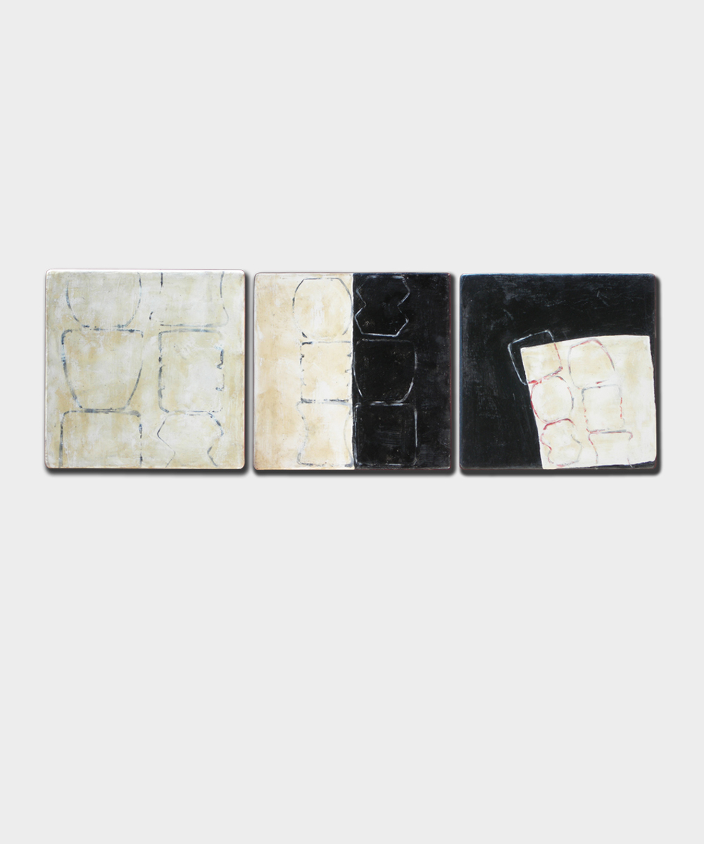 020-GEA/ 040-REBIS/ 012-OCEANO  (triptych)-TOTEM bidimensionale 
- 2013 -
tecnica mista su pannello telato
30 x 30 cm (ognuno)